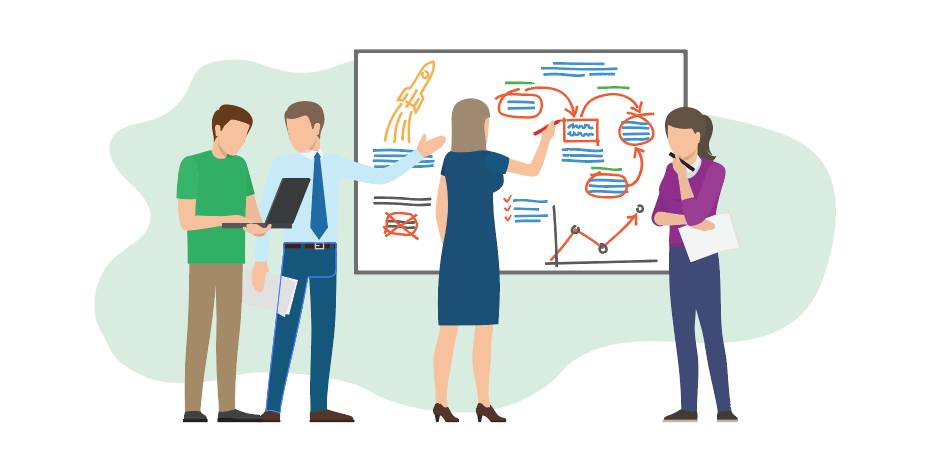 Team collaborating on insights and strategy